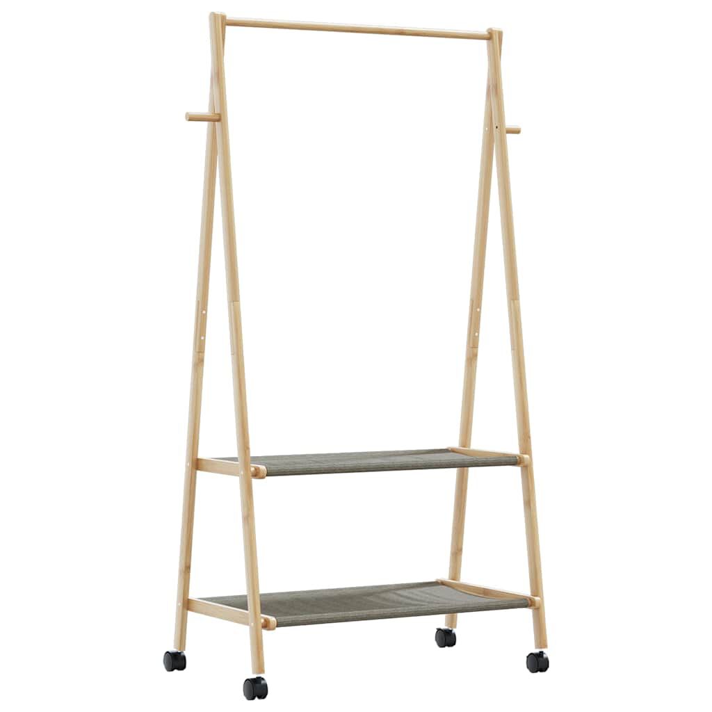 vidaXL Ράφι ρούχων με ράφια και ρόδες 96x45,5x155,5 cm Μπαμπού