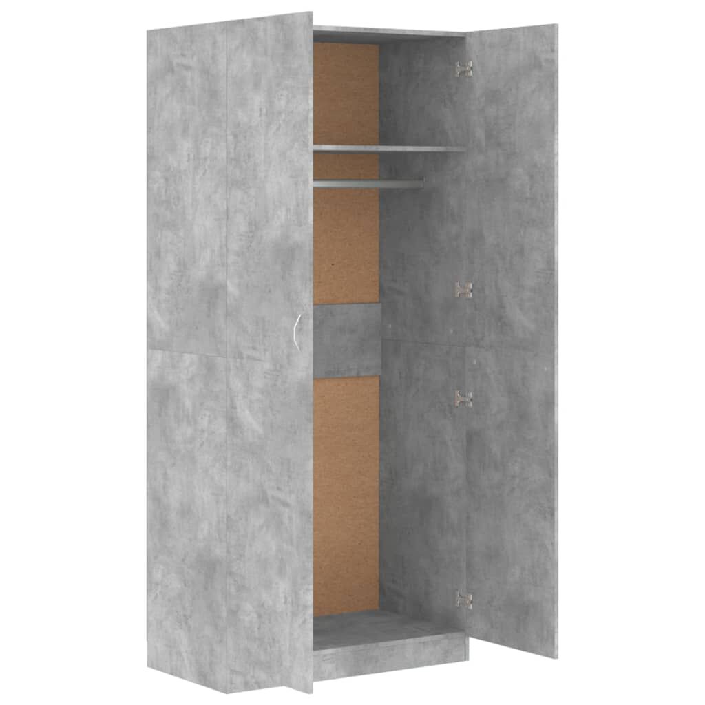 vidaXL Ντουλάπα Γκρι του Σκυροδέματος 90 x 52 x 200 εκ. Επεξ. Ξύλο