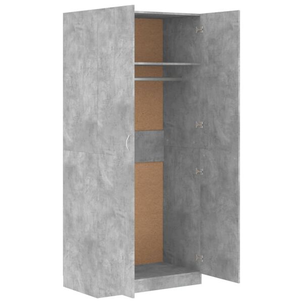vidaXL Ντουλάπα Γκρι του Σκυροδέματος 90 x 52 x 200 εκ. Επεξ. Ξύλο