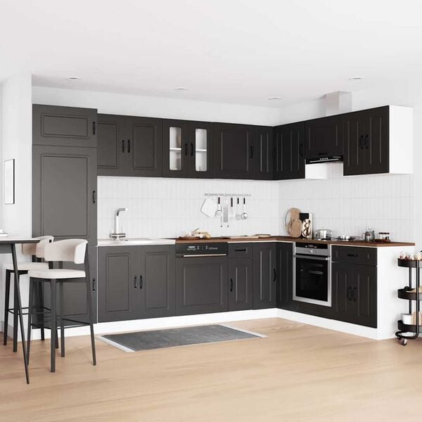 vidaXL Ντουλάπα Κουζίνας με πόρτα Kalmar 2 pcs Μαύρο 80 x 46 x 81.5 εκ