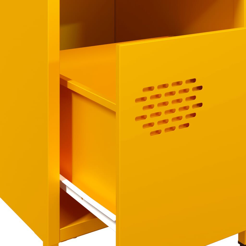 vidaXL Κομοδίνο Μουσταρδί 35x39x43,5 εκ. από Χάλυβα