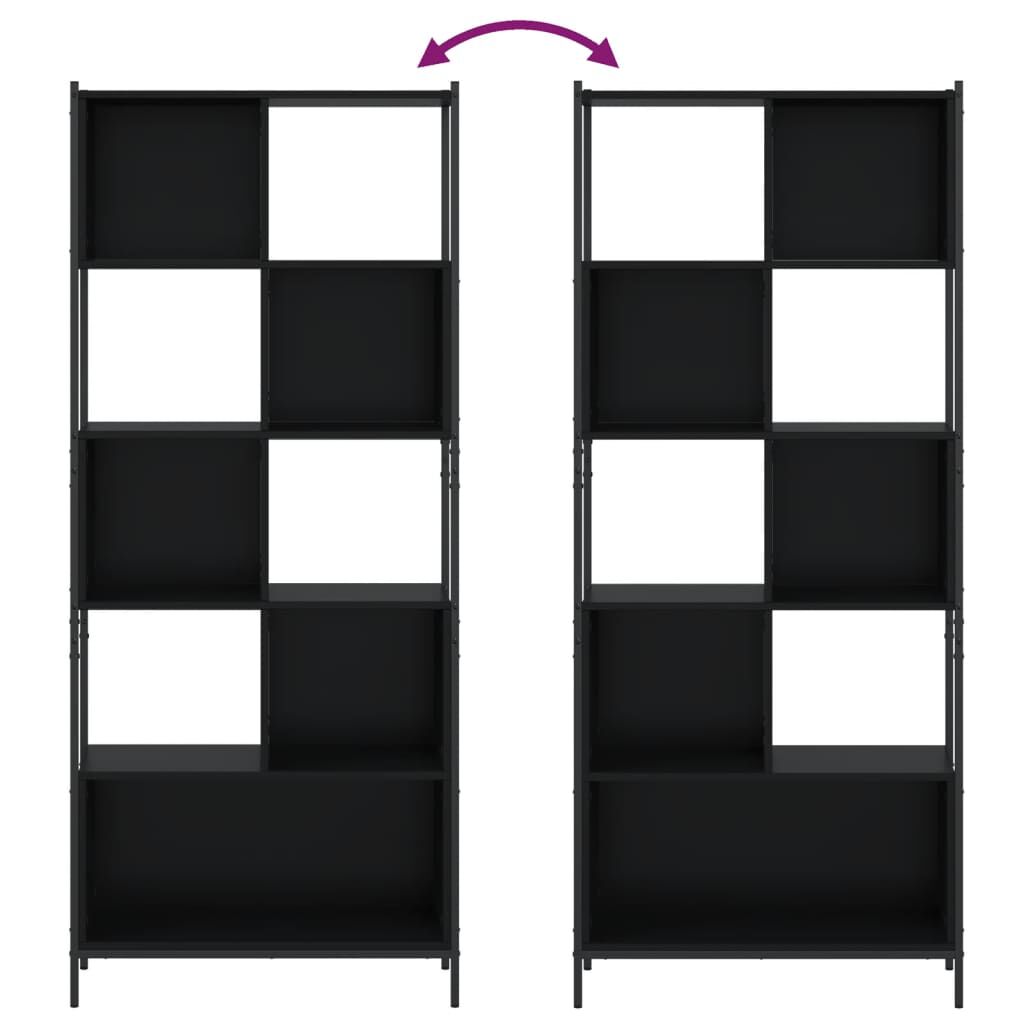 vidaXL Βιβλιοθήκη Μαύρη 72 x 28 x 172 εκ. από Επεξεργασμένο Ξύλο