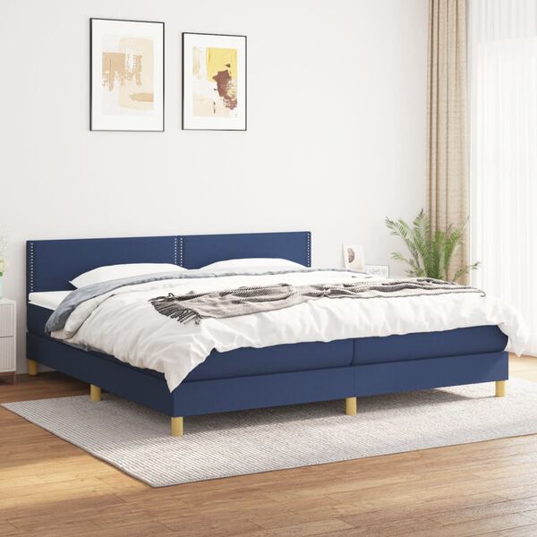 vidaXL &Kappa;&rho;&epsilon;&beta;ά&tau;&iota; Boxspring &mu;&epsilon; &Sigma;&tau;&rho;ώ&mu;&alpha; &Mu;&pi;&lambda;&epsilon; 200x200 &epsilon;&kappa;. &Upsilon;&phi;&alpha;&sigma;&mu;ά&tau;&iota;&nu;&omicron;