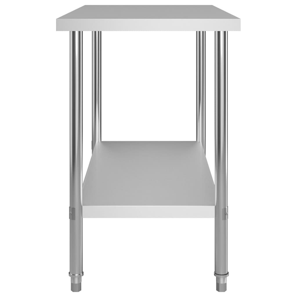 vidaXL Πάγκος Εργασίας Κουζίνας με Ράφια 120x60x150 εκ. Ανοξ. Ατσάλι
