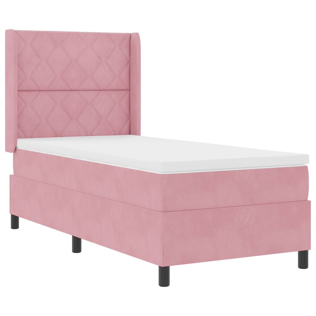 κρεβάτι box spring vidaXL με στρώμα Ροζ 90x190 εκ Βελούδο