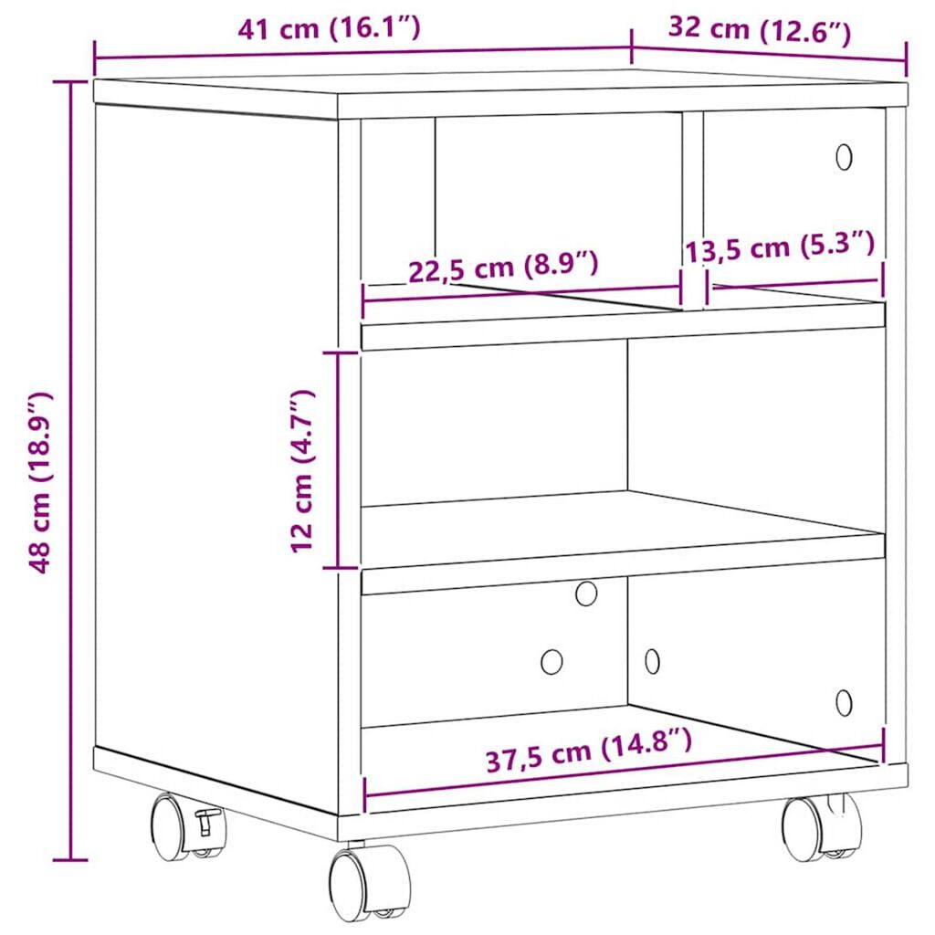 vidaXL Σταντ Εκτυπωτή artisan δρυς 41 x 32 x 48 εκ. Επεξεργασμένο ξύλο
