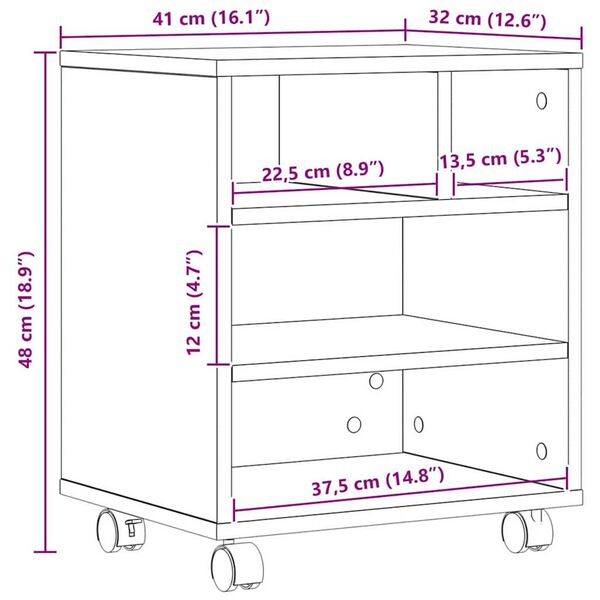 vidaXL Σταντ Εκτυπωτή artisan δρυς 41 x 32 x 48 εκ. Επεξεργασμένο ξύλο