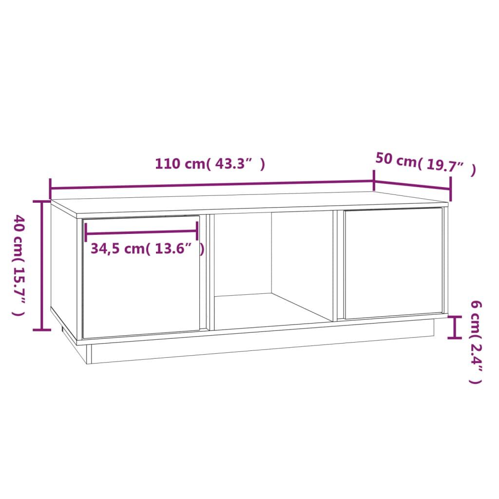 vidaXL Τραπεζάκι Σαλονιού Καφέ Μελί 110x50x40 εκ. Μασίφ Ξύλο Πεύκου