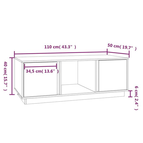vidaXL Τραπεζάκι Σαλονιού Καφέ Μελί 110x50x40 εκ. Μασίφ Ξύλο Πεύκου