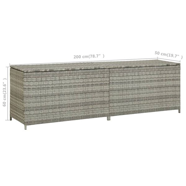vidaXL Κουτί Αποθήκευσης Κήπου Γκρι 200x50x60 εκ. από Συνθετικό Ρατάν