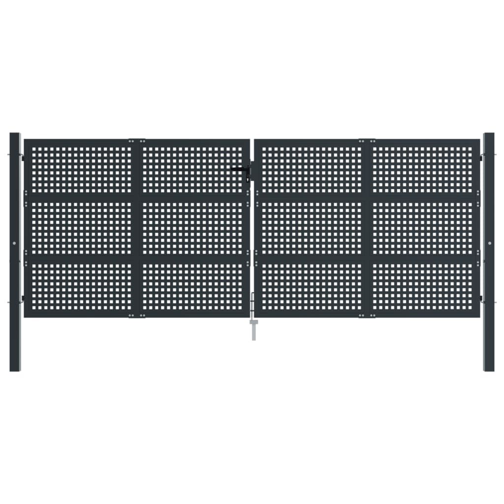 vidaXL Πύλη Κήπου Ανθρακί 400 x 150 εκ. Ατσάλινη