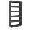 vidaXL Βιβλιοθήκη/Διαχωρ. Χώρου Γκρι 80x35x167 εκ. Μασίφ Ξύλο Πεύκου