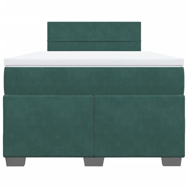 vidaXL Κρεβάτι Boxspring με Στρώμα Σκούρο Πράσινο 120x200εκ. Βελούδινο