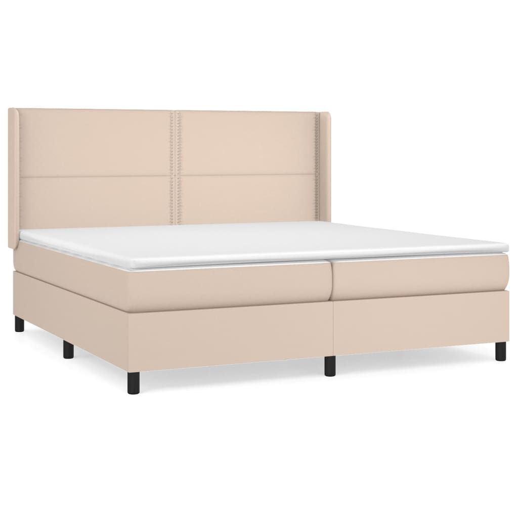 vidaXL Κρεβάτι Boxspring με Στρώμα Καπουτσίνο 200x200εκ.από Συνθ.Δέρμα