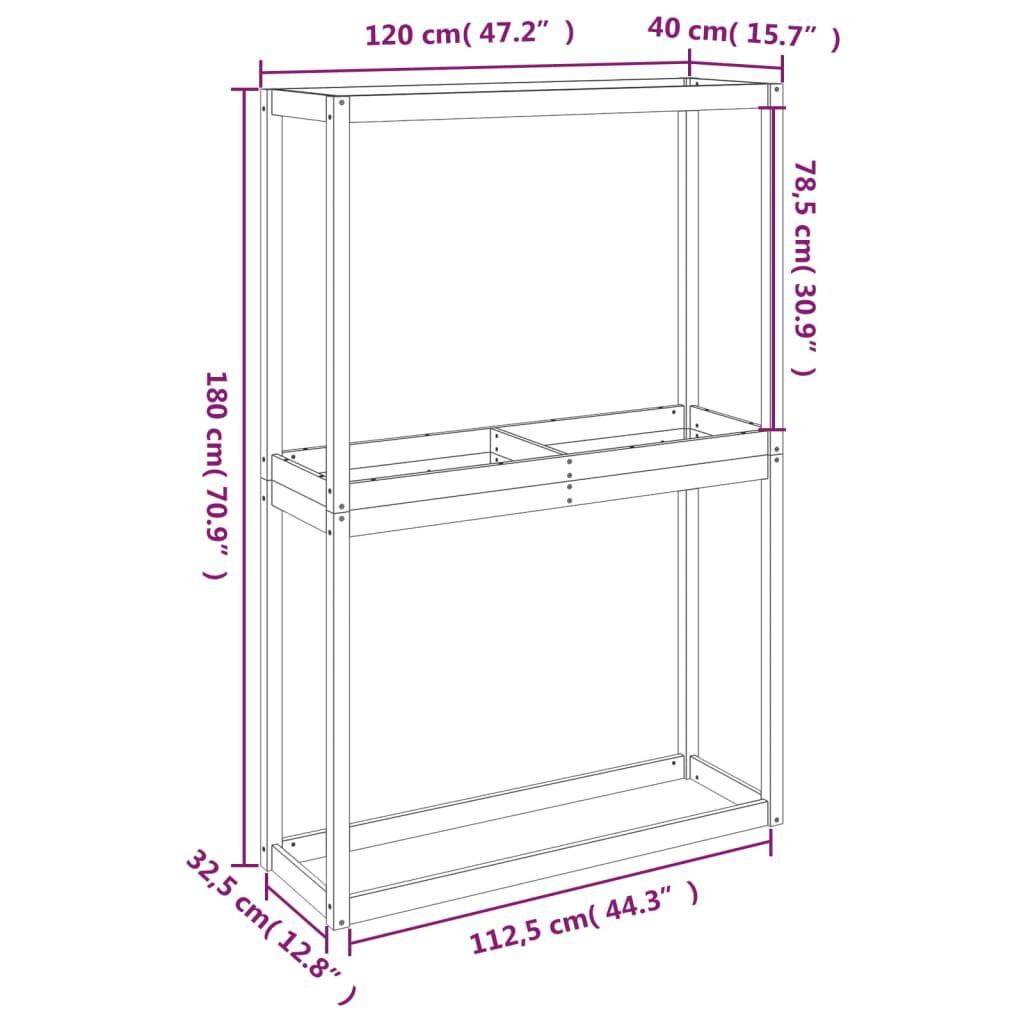 vidaXL Ραφιέρα Ελαστικών Μαύρη 120x40x180 εκ. από Μασίφ Ξύλο Πεύκου