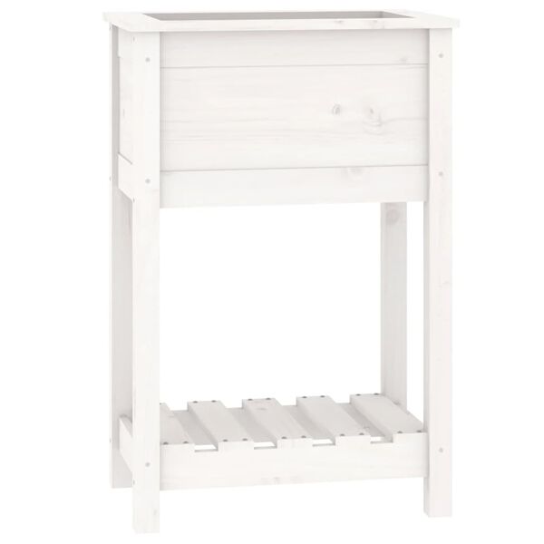 vidaXL Ζαρντινιέρα με Ράφι Λευκή 54 x 34,5 x 81 εκ. Μασίφ Ξύλο Πεύκου