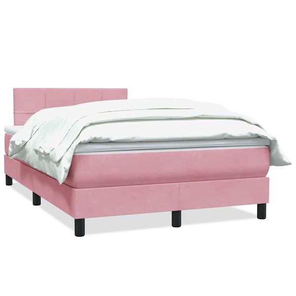 vidaXL Box Spring κρεβάτι με στρώμα ροζ 120x220 cm Βελούδινο