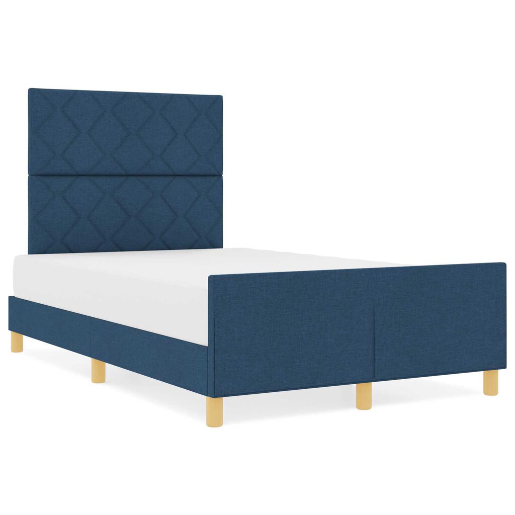vidaXL Σκελετός Κρεβατιού με κεφαλάρι Μπλε 120 x 200 cm ύφασμα