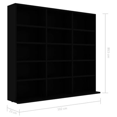 vidaXL Έπιπλο για CD Μαύρο 102 x 23 x 89,5 εκ. από Μοριοσανίδα