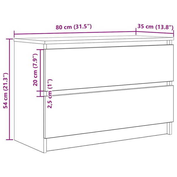 vidaXL Έπιπλο Τηλεόρασης Γκρι Sonoma 80x35x54 εκ. από Επεξεργ. Ξύλο