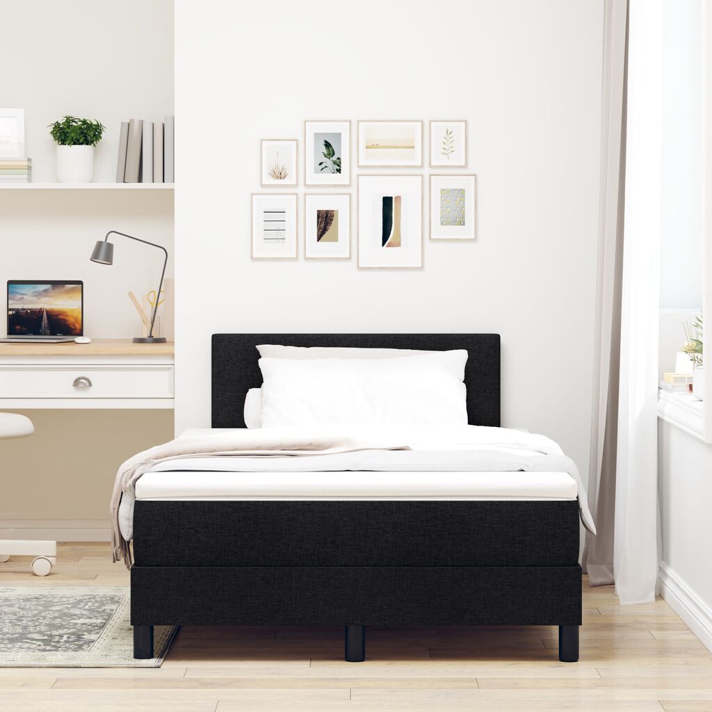 vidaXL κρεβάτι Box Spring με στρώμα & LED μαύρο 120x200 εκ. ύφασμα