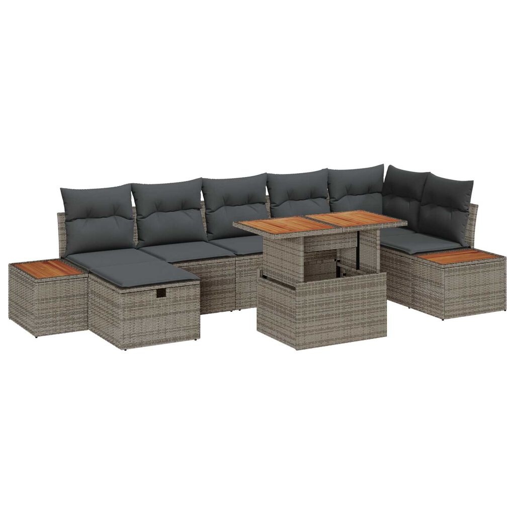 vidaXL Σετ Καναπέ Κήπου 8 pcs Γκρι συνθετικό ρατάν