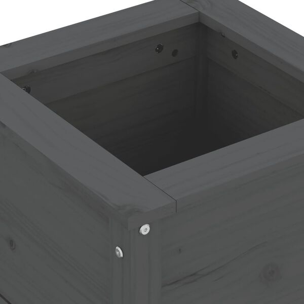 vidaXL Ζαρντινιέρα Γκρι 40 x 40 x 39 εκ. από Μασίφ Ξύλο Πεύκου