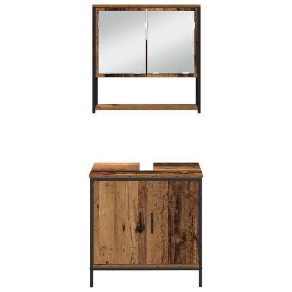 vidaXL Σετ Επίπλων Μπάνιου με αποθήκευση 3 pcs Καφέ 80 x 30 x 44 εκ.