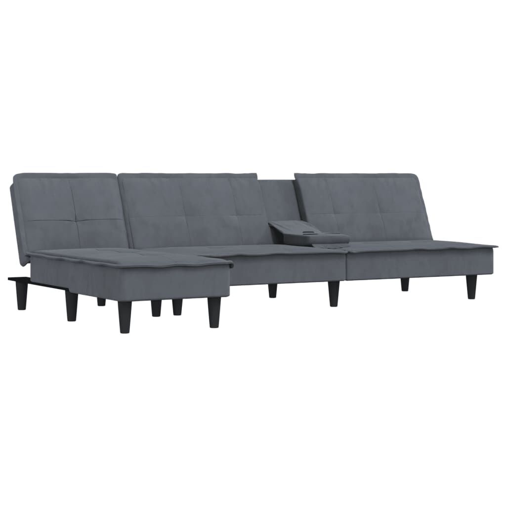 vidaXL Καναπές Κρεβάτι Γωνιακός Σκ. Γκρι 255 x 140 x 70 εκ. Βελούδινος