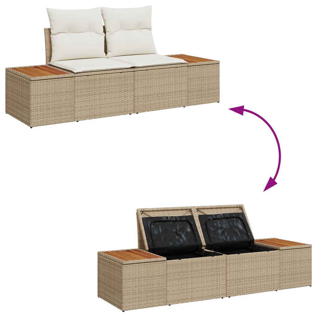 vidaXL Σετ Καναπέ Κήπου με μαξιλάρι 8 pcs Μπεζ Πολυ ράταν