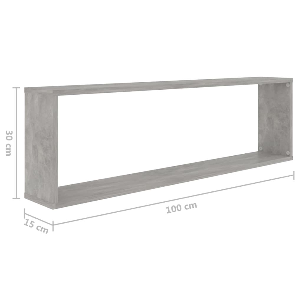 vidaXL Ράφια Κύβοι Τοίχου 2 τεμ. Γκρι Σκυρ. 100x15x30 εκ. Επεξ. Ξύλο