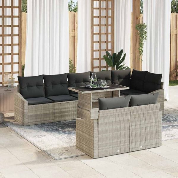 vidaXL Σετ Καναπέ Κήπου με μαξιλάρι 9 pcs Ανοιχτό Γκρι και Σκούρο Γκρι