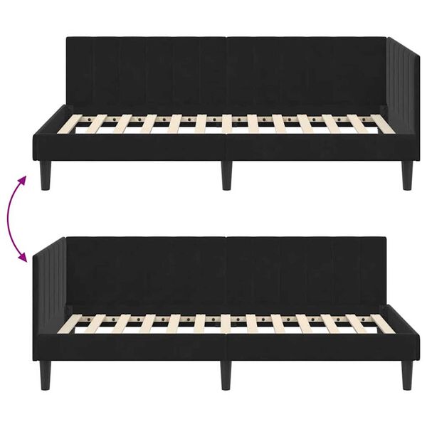 vidaXL Κρεβάτι Γωνίας με κεφαλάρι Μαύρο 100 x 200 cm Βελούδο