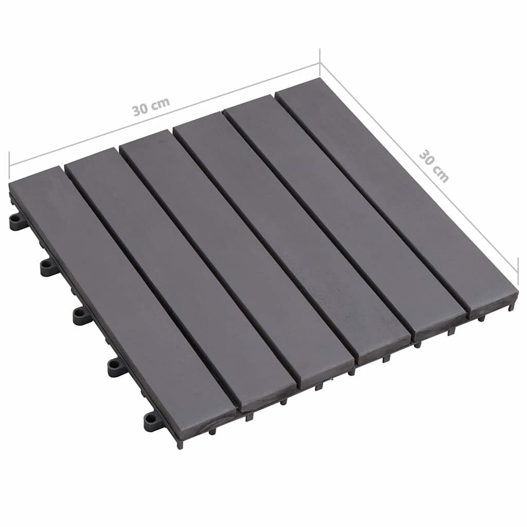 vidaXL Πλακάκια Deck 10 τεμ. Γκρι Πατίνα 30x30 εκ. Μασίφ Ξύλο Ακακίας