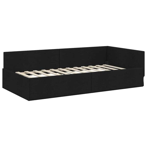 vidaXL Κρεβάτι Γωνίας Μαύρο 80 x 200 cm Ύφασμα και Έργο ξύλου