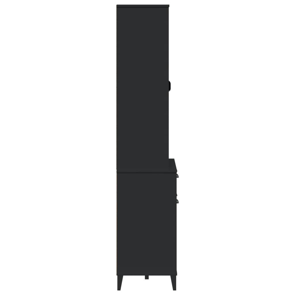 vidaXL Ντουλάπι Ψηλό VIKEN Μαύρος 80x40x190 εκ. από Μασίφ Ξύλο Πεύκου