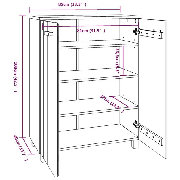 vidaXL Παπουτσοθήκη HAMAR Σκ. Γκρι 85x40x108 εκ. Μασίφ Ξύλο Πεύκου