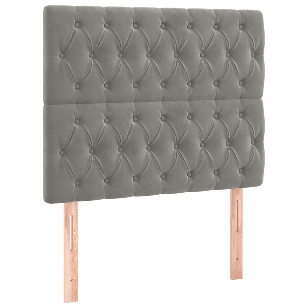 vidaXL Κρεβάτι Boxspring με Στρώμα Ανοιχτό Γκρι 100x200 εκ. Βελούδινο