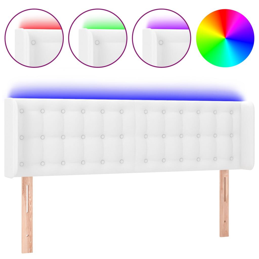 vidaXL Κεφαλάρι Κρεβατιού LED Λευκό 147x16x78/88 εκ. Συνθετ. Δέρμα