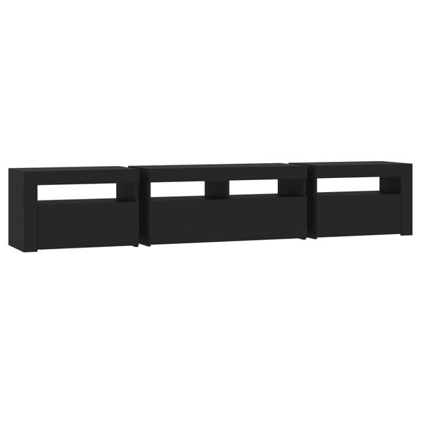 vidaXL Έπιπλο Τηλεόρασης με LED Μαύρο 210x35x40 εκ.