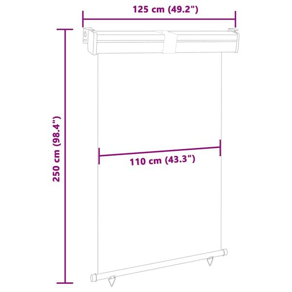 vidaXL Σκίαστρο Βεράντας Πλαϊνό Μπλε 125 x 250 εκ.