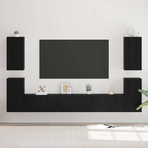vidaXL Σετ επίπλου τηλεόρασης 7 pcs Μαύρη δρυς 60 x 30 x 30 cm