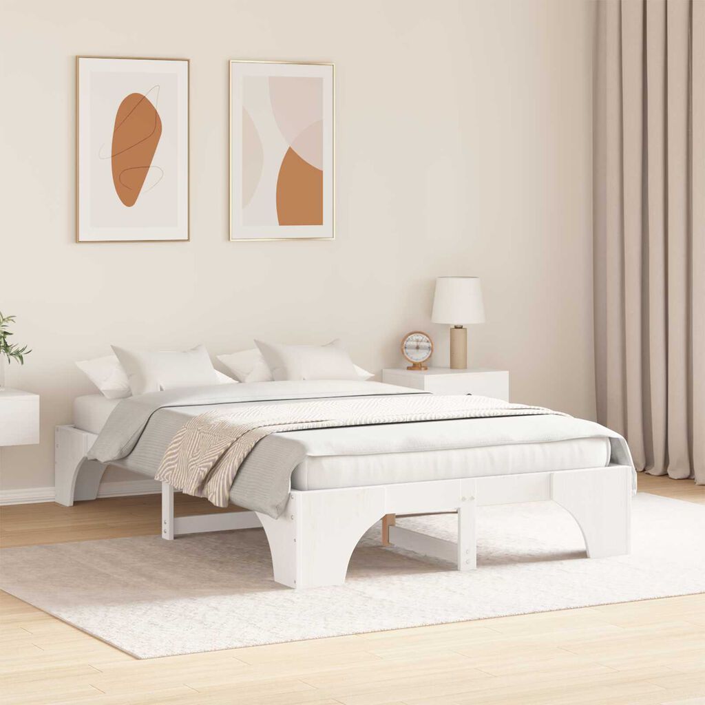 vidaXL Κρεβάτι Λευκό Ξύλο 120 x 200 cm Ανθεκτικό Σύγχρονο