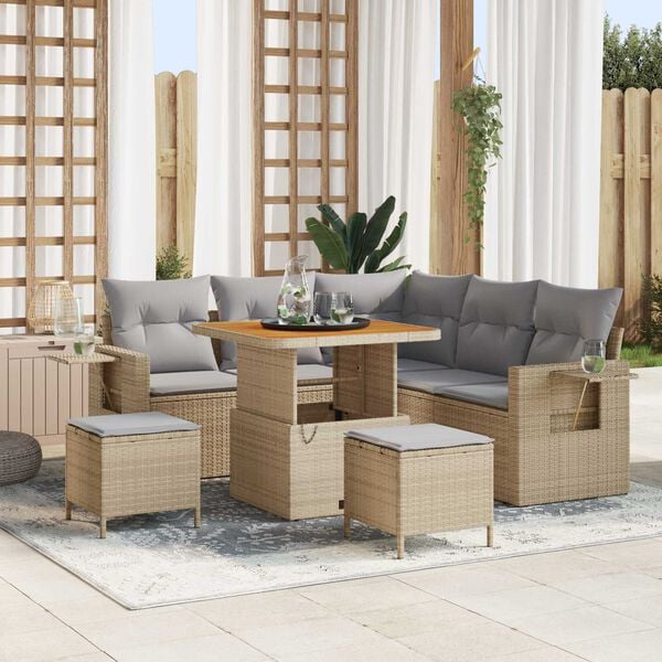 vidaXL Σετ Καναπέ Κήπου 8 pcs Μπεζ συνθετικό ρατάν