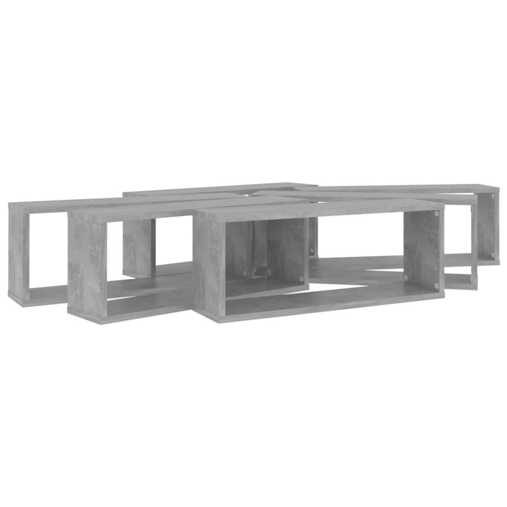 vidaXL Ράφια Κύβοι Τοίχου 6 τεμ. Γκρι Σκυρ. 60x15x23εκ. από Επεξ. Ξύλο