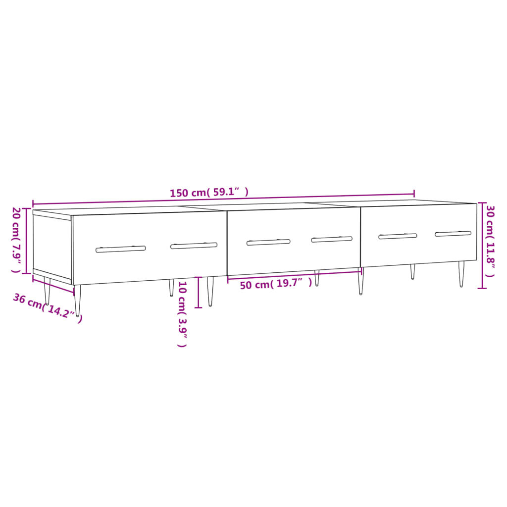 vidaXL Έπιπλο Τηλεόρασης Γκρι Sonoma 150 x 36 x 30 εκ. Επεξεργ. Ξύλο