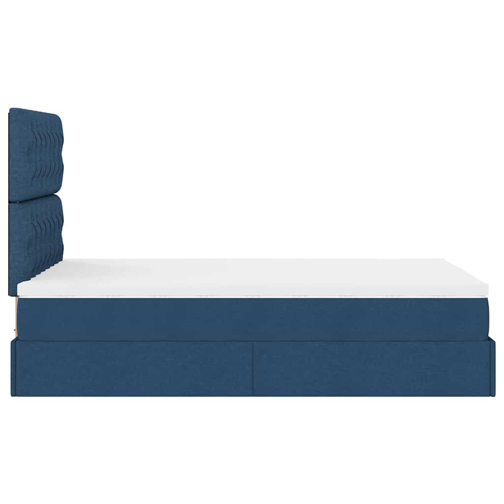 vidaXL Οθωμανικό κρεβάτι με στρώμα μπλε 120x200cm ύφασμα