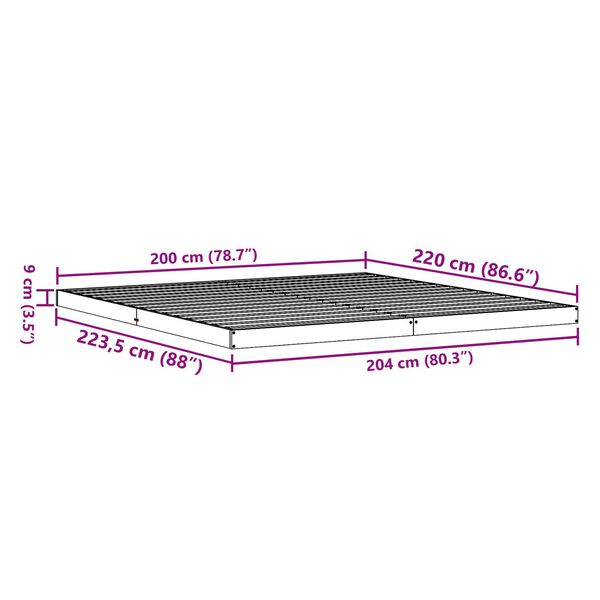 vidaXL Κρεβάτι με Σκελετό 200x220 εκ. από Σκληρό Ξύλο Πεύκου