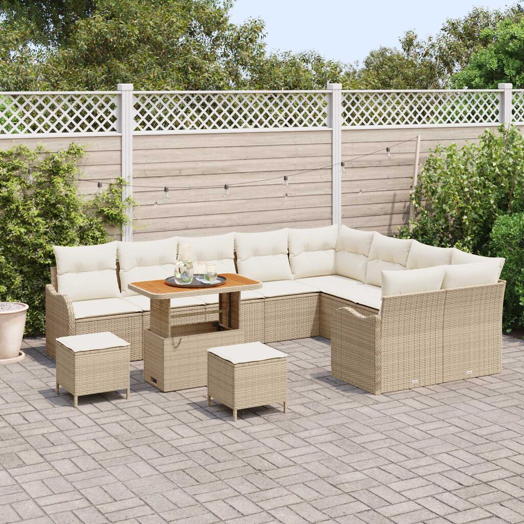 vidaXL Σετ Καναπέ Κήπου 12 pcs Μπεζ συνθετικό ρατάν