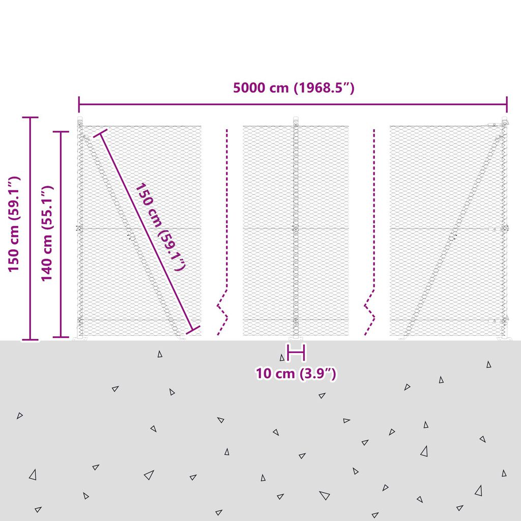 vidaXL Εξαγωνικός Φράκτης Πράσινος 1.4x50 m Ατσάλι